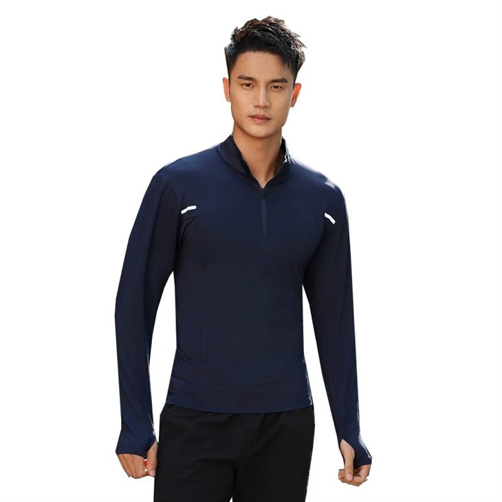 Quick-drying Clothes Men's Outdoor Leisure Sports Stand-up Collar Long-sleeved Top Polo Shirt Half-zipper Fashion Fitness Clothing Man